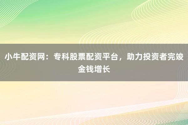 小牛配资网：专科股票配资平台，助力投资者完竣金钱增长