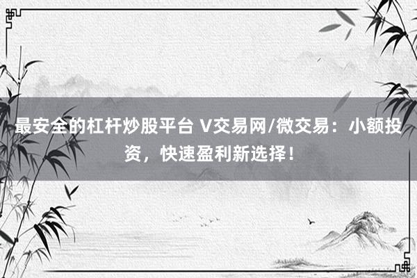 最安全的杠杆炒股平台 V交易网/微交易：小额投资，快速盈利新选择！