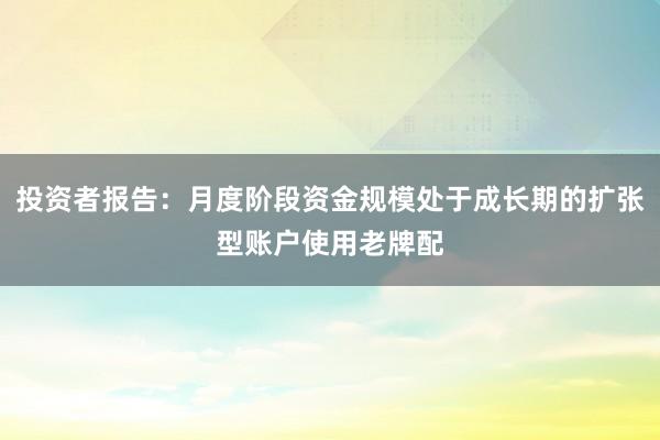 投资者报告：月度阶段资金规模处于成长期的扩张型账户使用老牌配