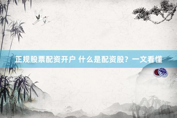 正规股票配资开户 什么是配资股?一文看懂