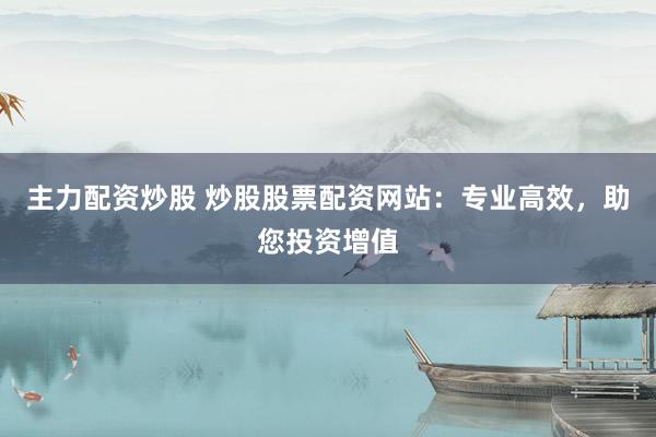 主力配资炒股 炒股股票配资网站：专业高效，助您投资增值