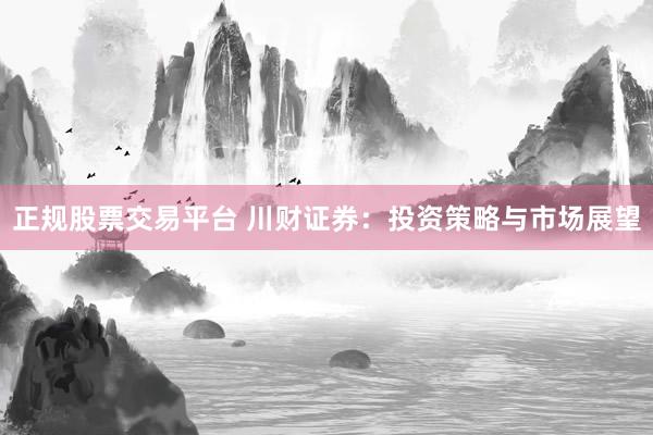 正规股票交易平台 川财证券：投资策略与市场展望