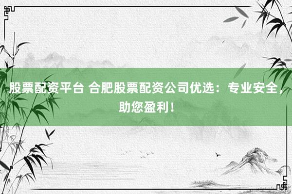 股票配资平台 合肥股票配资公司优选：专业安全，助您盈利！